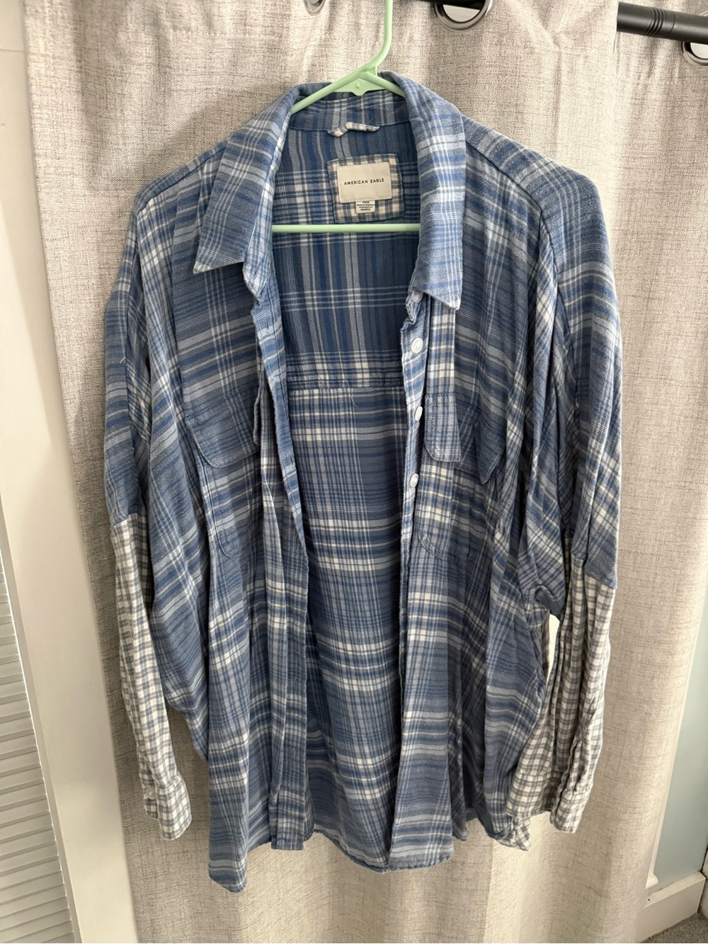 American Eagle Outfitters Blue Plaid Button-Up Shirt